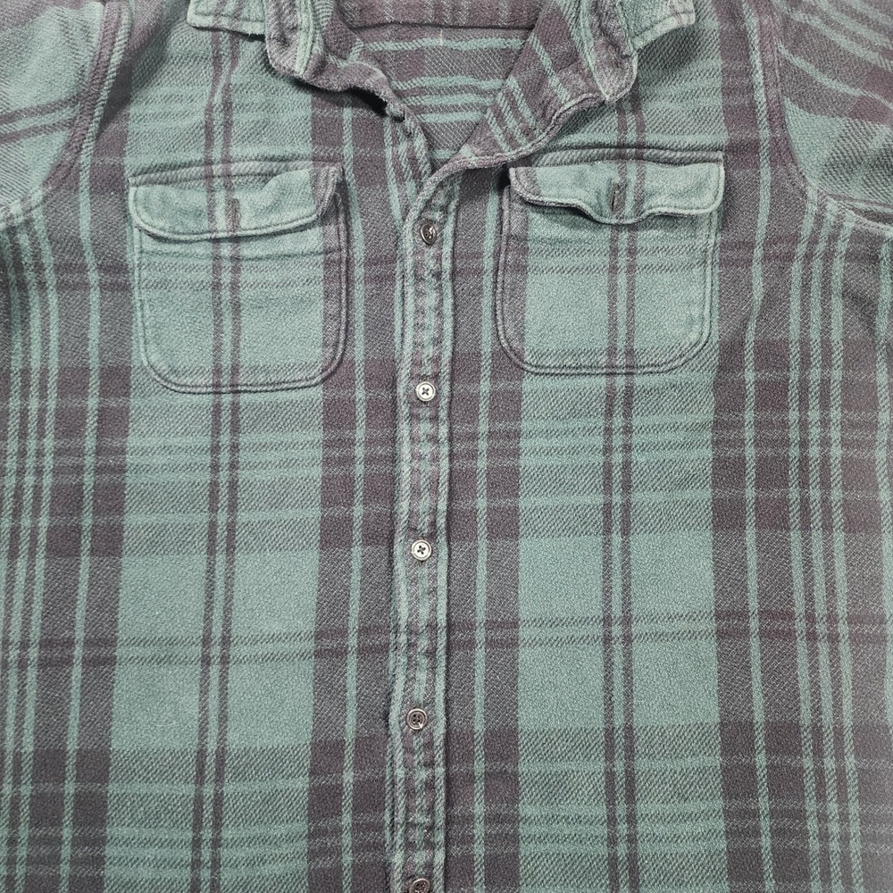Gap Flannel Shirt Mens Large Green Good Plaid Standard Fit Cotton Button Down - Picture 2 of 6